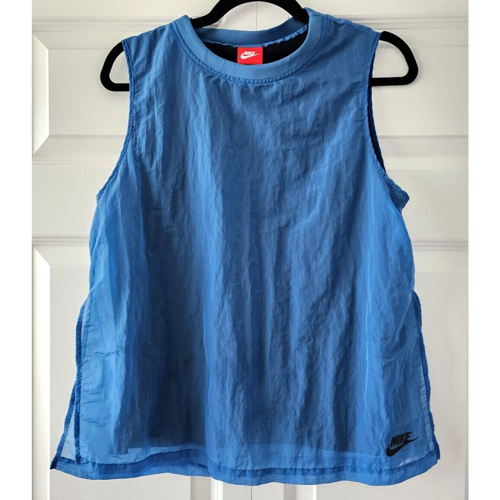 Nike Women's Size Medium Dri-Fit Tech Hypermesh Blue 2 Layer Athletic Tank Top